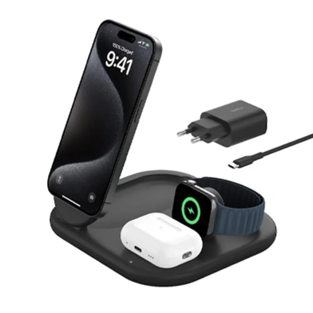 Belkin BoostCharge 3 in1 Magnetic Foldable Wireless Charging Stand with Qi2 15w