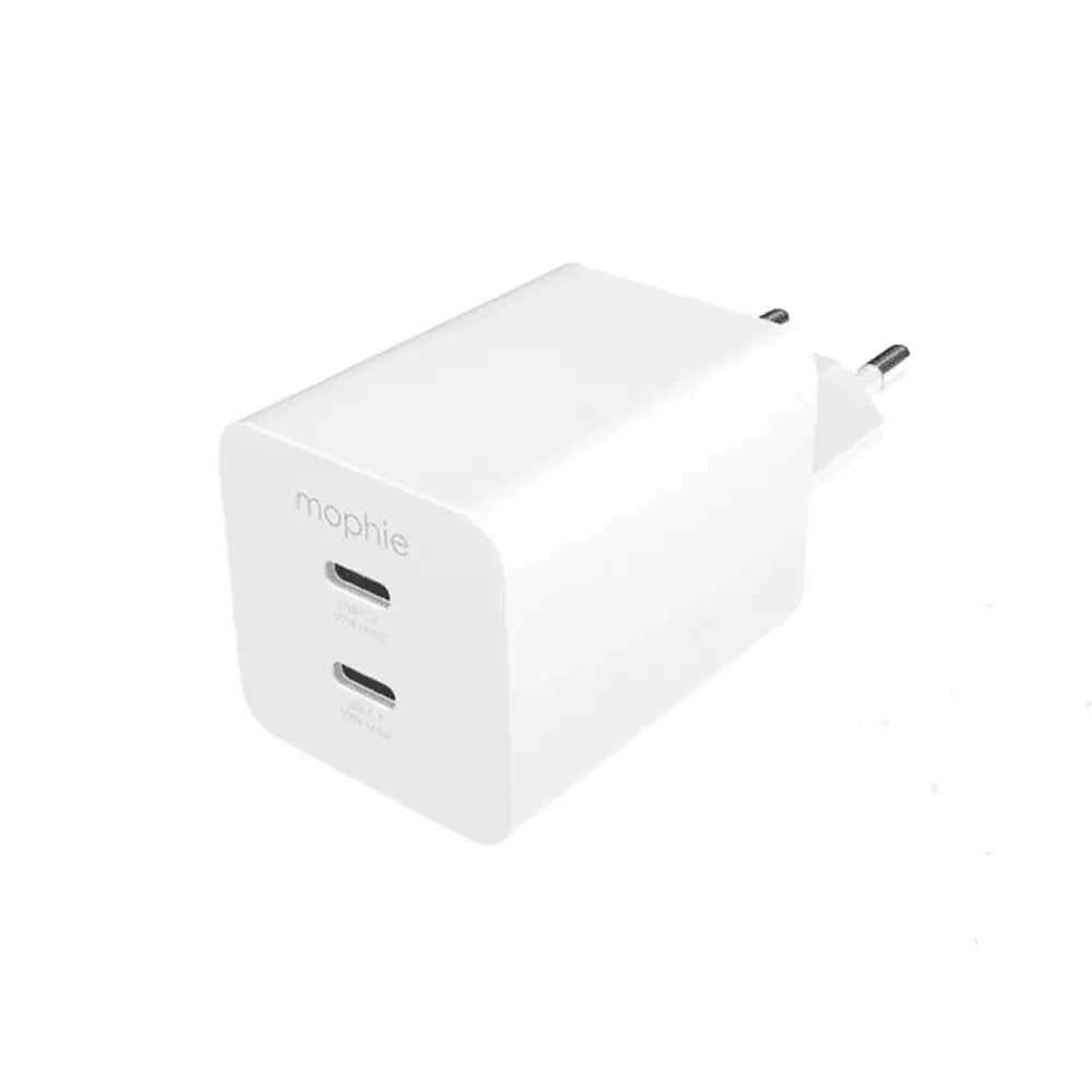 Mophie Essentials 50W Dual USB-C PD Wall Adapter White